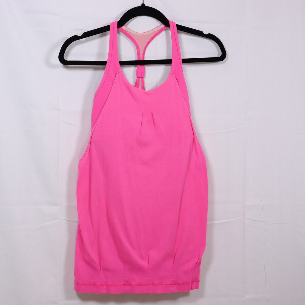 Lululemon No Limits Tank Top 4‎ Pink Womens Racerback Built-in Bra Yoga Workout